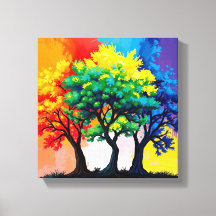 Herbstliche, lebhafte Bäume Mauer Art 3D Multicolo