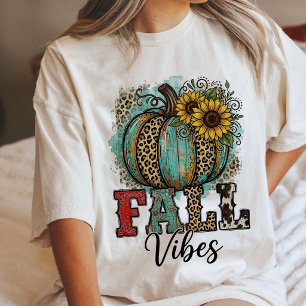 Herbstliche Leopard-Kuhleder-Kürbis-Sonnenblumen Tri-Blend Shirt