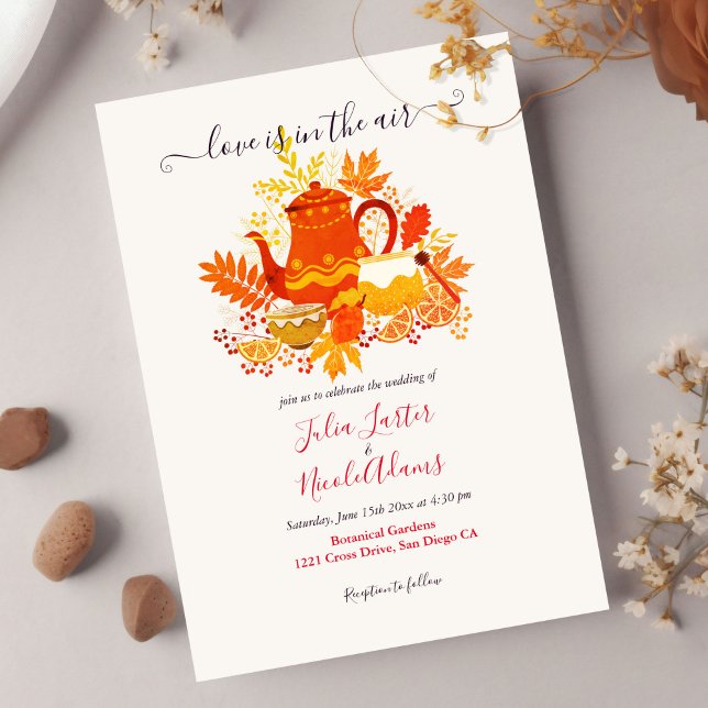 Herbstliche Liebe Lemon Fall Tea Party Hochzeit Einladung (Von Creator hochgeladen)