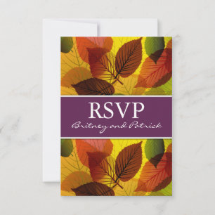 Herbstliche Lila Fallende Blätter Hochzeitskarten  RSVP Karte