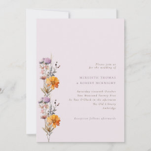 Herbstliche Lila und orangefarbene Wildblumen Hoch Einladung