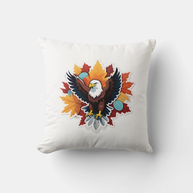 Herbstliche Majestät Adler Kissen (Vorderseite)