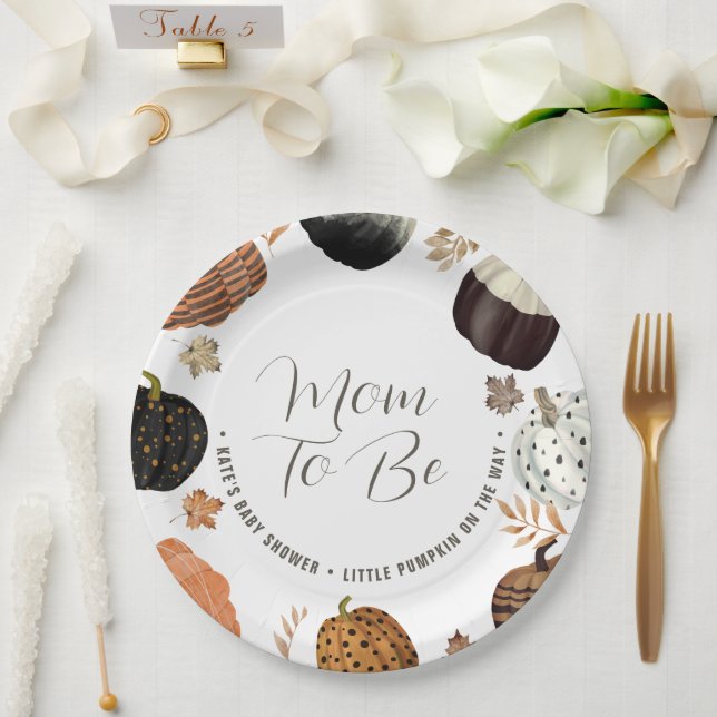 Herbstliche Mama zum kleinen Pumpkinduschpapier Pappteller (Hochzeit)