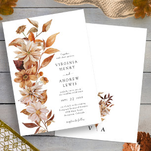 Herbstliche moderne Floral-Hochzeit Einladung