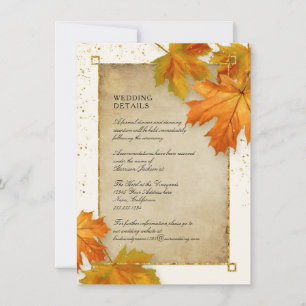 Herbstliche Niederlage Elegante Hochzeiten Details Einladung