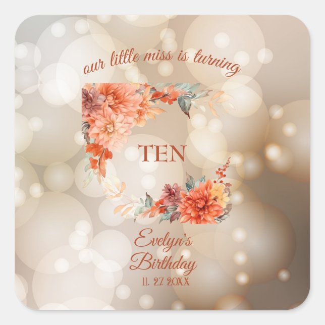 Herbstliche Niedliche Gnome Herbstlaub Geburtstag Quadratischer Aufkleber (Vorderseite)