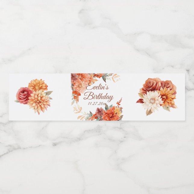 Herbstliche Niedliche Gnome Herbstlaub Geburtstag Wasserflaschenetikett (Einzelnes Label)