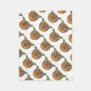Herbstliche Orange Eule Vintage Halloweenies Fleecedecke