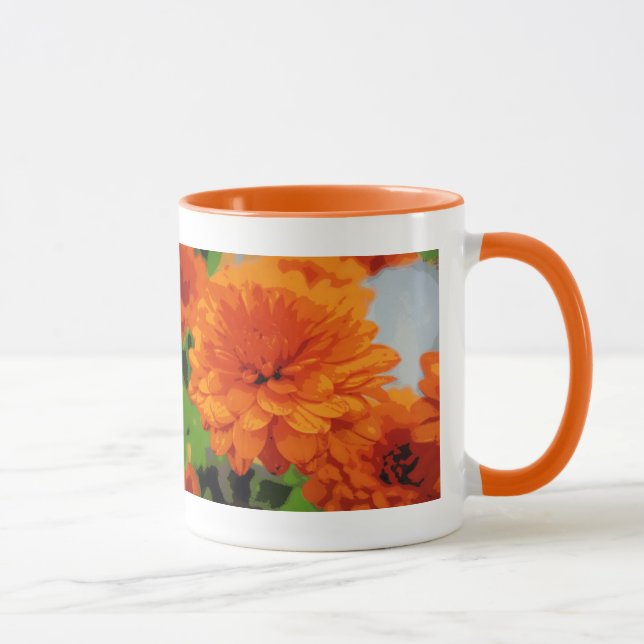 Herbstliche Orange Mums Tasse Getränke (Rechts)