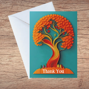 Herbstliche Orangebaum-Quilling-Illustration Danke Feiertagskarte