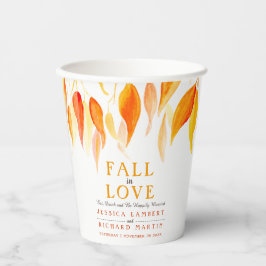 Herbstliche Orangenhochzeit in der Liebe Blätter Pappbecher