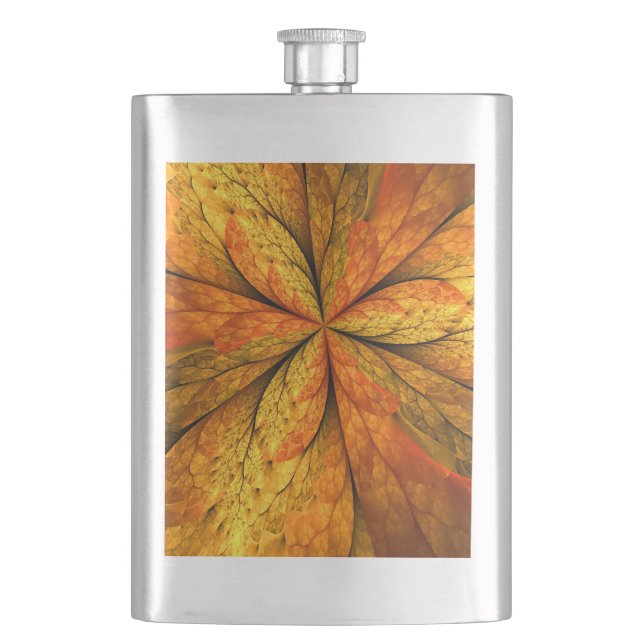 Herbstliche Pflanze, Modernes Abstraktes Fraktal Flachmann (Vorderseite)