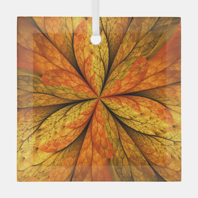 Herbstliche Pflanze, Modernes Abstraktes Fraktal Ornament Aus Glas (Vorderseite)