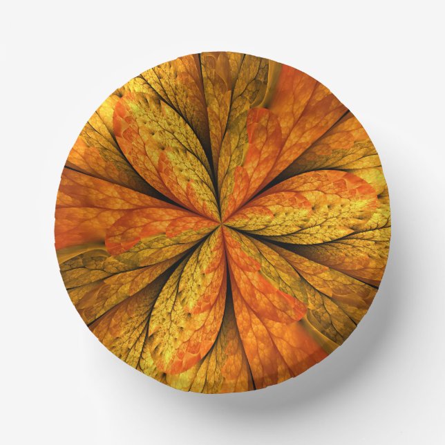Herbstliche Pflanze, Modernes Abstraktes Fraktal Pappteller (Vorderseite)