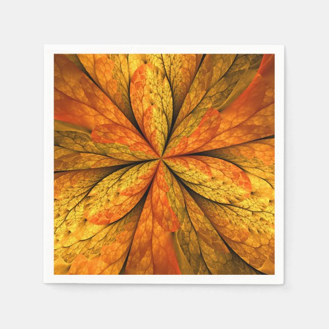 Herbstliche Pflanze, Modernes Abstraktes Fraktal Serviette (Vorderseite)