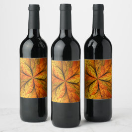 Herbstliche Pflanze, Modernes Abstraktes Fraktal Weinetikett