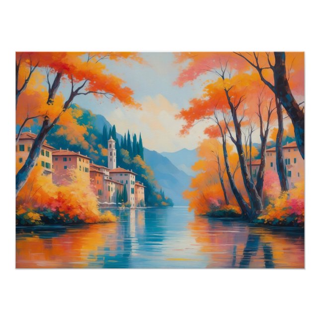 Herbstliche Reflektion - Landschaft der Natur Poster (Vorderseite)