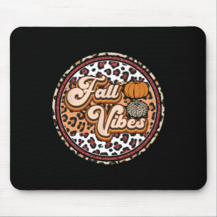 Herbstliche Retro Vintage Leopard Kreis Kürbis Sti Mousepad