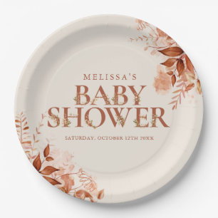 Herbstliche rustikale Blumen-Babyparty Pappteller