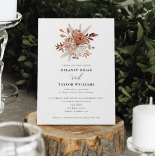 Herbstliche rustikale Blumen, Hochzeit Einladung
