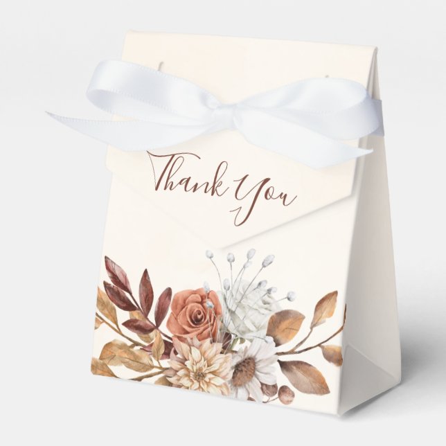 Herbstliche Rustikale Blumen Hochzeitsgunstbox Geschenkschachtel (Vorderseite)