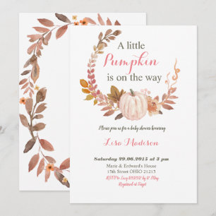 Herbstliche rustikale Blumen-Kürbis-Babyparty Einladung