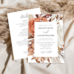 Herbstliche Rustikale Blütenhochzeit, Gerahmte Ein Einladung