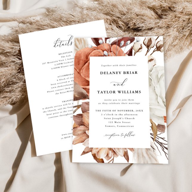 Herbstliche Rustikale Blütenhochzeit, Gerahmte Ein Einladung (Von Creator hochgeladen)