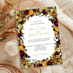 Herbstliche rustikale botanische florale Hochzeit Einladung