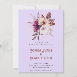 Herbstliche Rustikale Botanische Lila Hochzeit Einladung