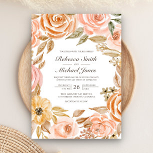 Herbstliche Rustikale Erdige Florale Hochzeit Einladung