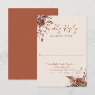 Herbstliche rustikale florale Monogramm-Hochzeit RSVP Karte
