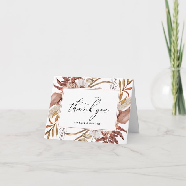 Herbstliche Rustikale Florale Personalisierte Dank Dankeskarte (Vorderseite)