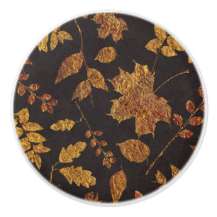 Herbstliche Rustikale Goldene Blätter Eleganter He Keramikknauf