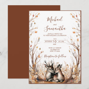 Herbstliche Rustikale Hirsch Hochzeitskollektion Einladung