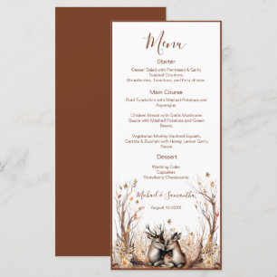 Herbstliche Rustikale Hirsch Hochzeitskollektion Menükarte