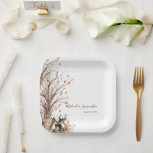 Herbstliche Rustikale Hirsch Hochzeitskollektion Pappteller