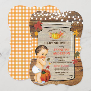 Herbstliche rustikale Kürbis-Baby-Shower-Einladung Einladung