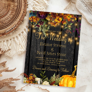 Herbstliche rustikale Scheunen-Hochzeit mit Blumen Einladung