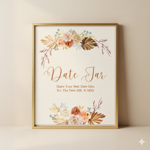 Herbstliche Rustikale Terrakotta-Date-Jar-Brautpar Poster