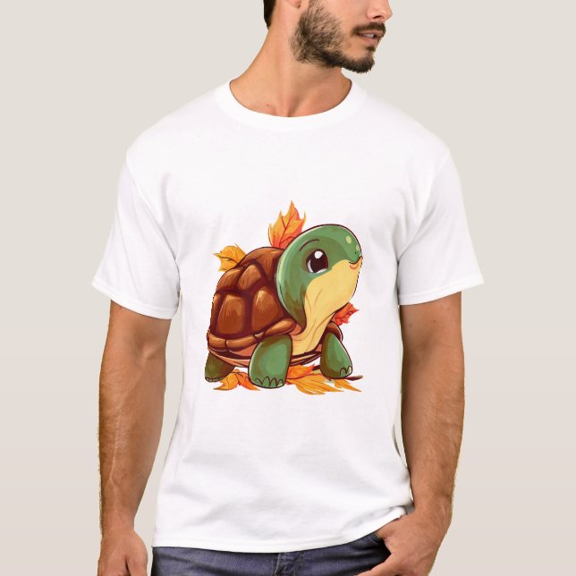 Herbstliche Schildkrötenwanderung durch fallende B T-Shirt (Vorderseite)