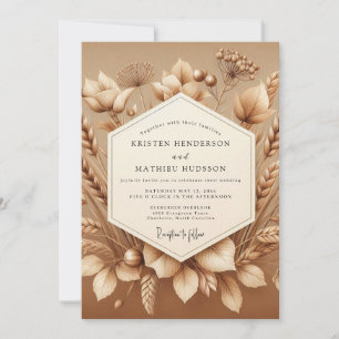 Herbstliche Sepia-Hochzeit im Landhausstil Einladung
