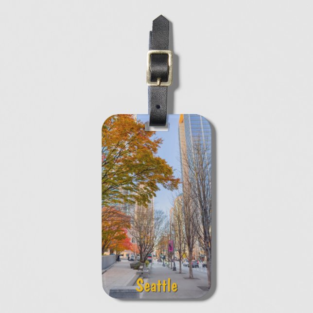 Herbstliche Stadtansicht von Seattle Gepäckanhänger (Vorderseite Vertikal)