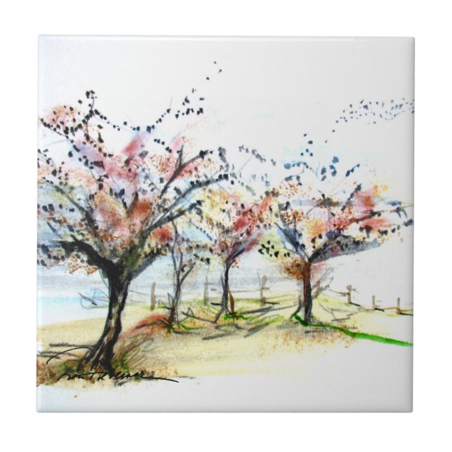 Herbstliche T-Shirts und Vögel Fliese (Vorderseite)