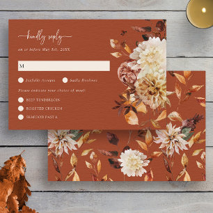 Herbstliche Terrakotta-RSVP-Karte mit herabfallend RSVP Karte
