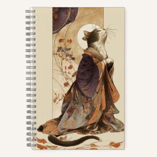 "Herbstliche Träumerei" Japanische Katze im Kimono Notizbuch