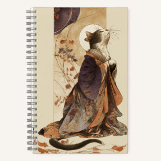 "Herbstliche Träumerei" Japanische Katze im Kimono Notizbuch