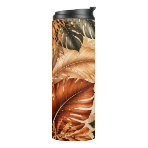 Herbstliche Tropische Monstera-Botanik-Muster Thermosbecher