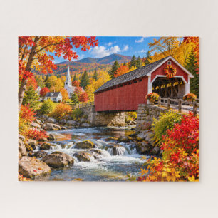 Herbstliche überdachte Brücke Puzzle