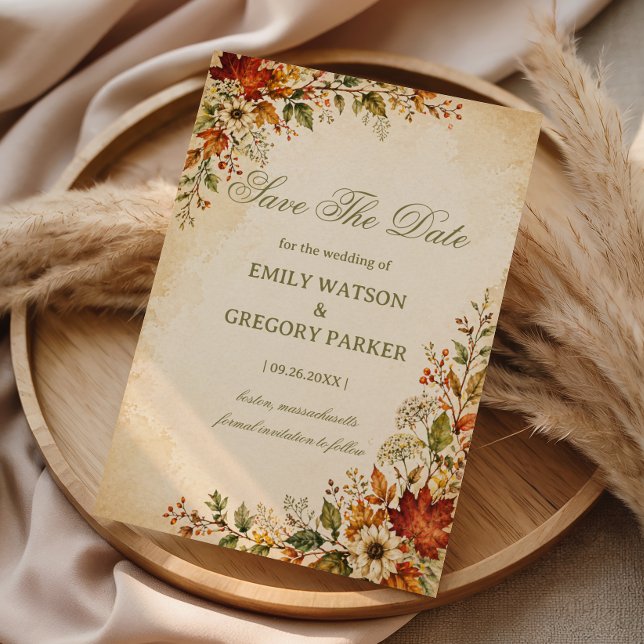 Herbstliche Vintage-Blumen Save The Date (Von Creator hochgeladen)